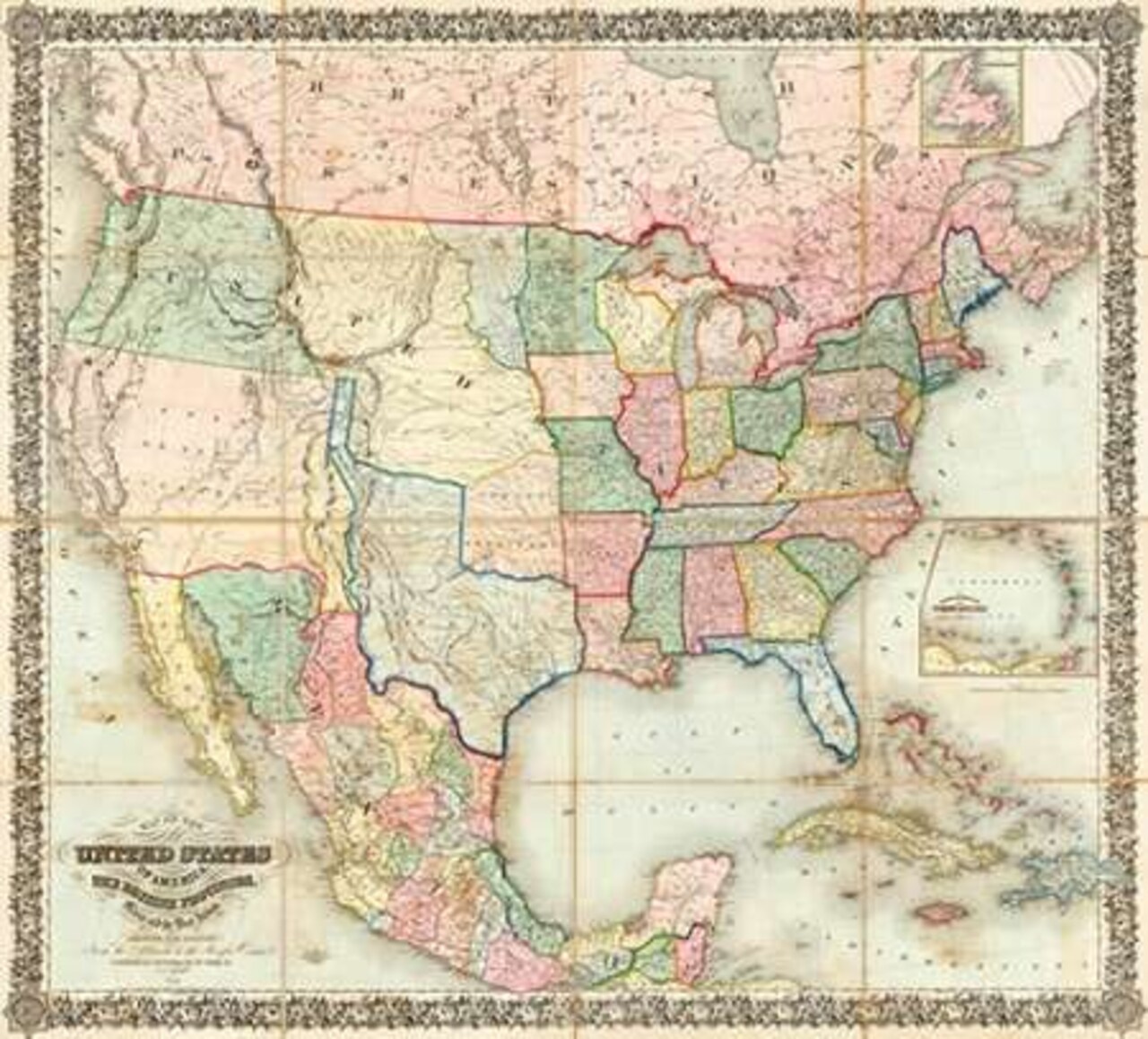 Map of The United States of America, 1848 Poster Print by J. H Colton - Item # VARPDX295040